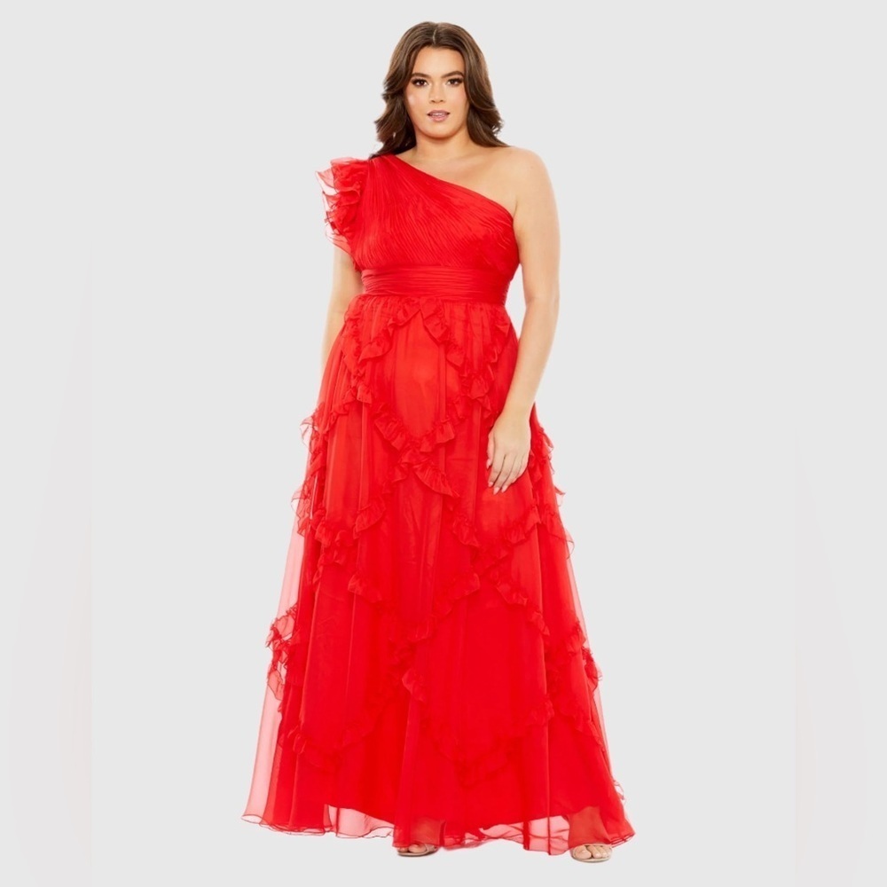 Mac Duggal 68540 Nwt Ruffled One Shoulder Ruched Gown